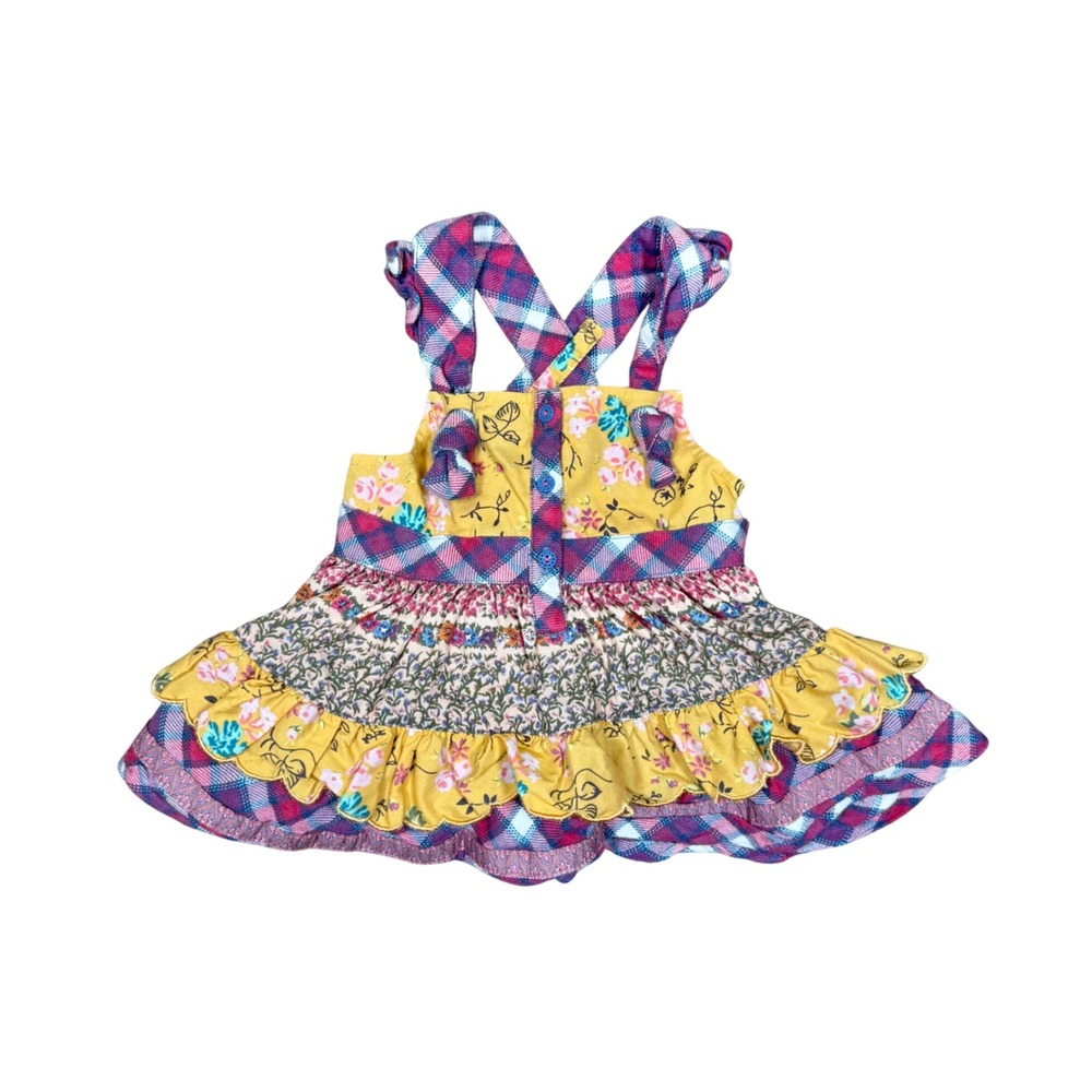 Matilda Jane Baby Girls Floral Plaid Ruffle Apron Dress 6-12M